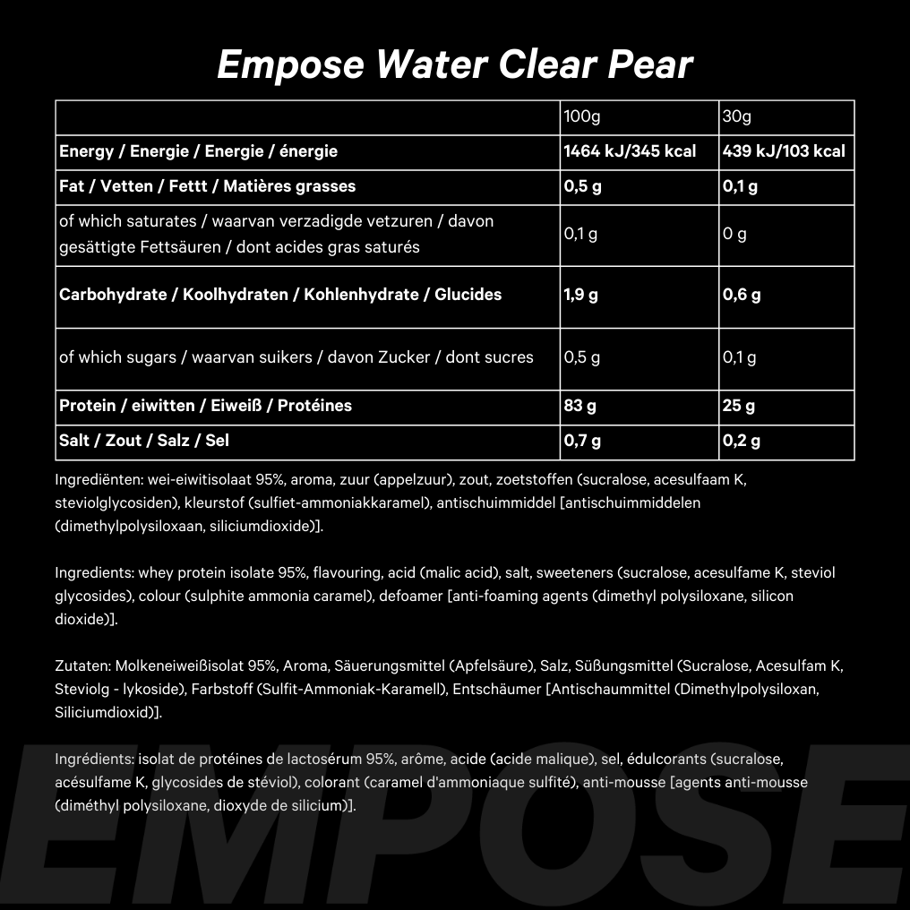 Empose Nutrition Water Clear Isolate - Proteine Ranja - Eiwit Poeder - 600 gr - Peer