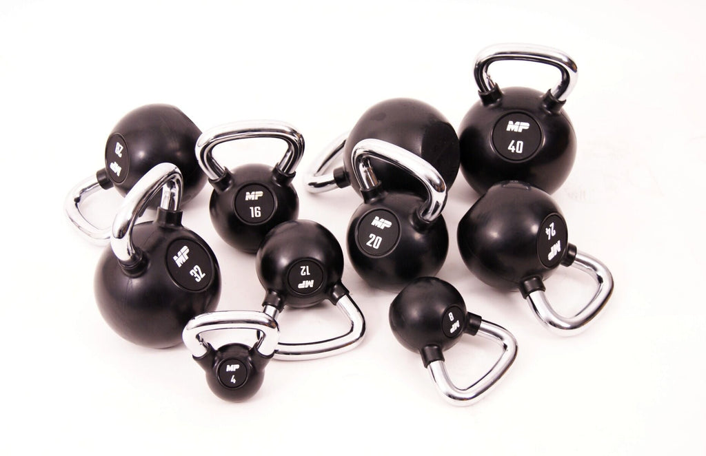 Muscle Power Rubberen Kettlebell - Zwart - 12 kg