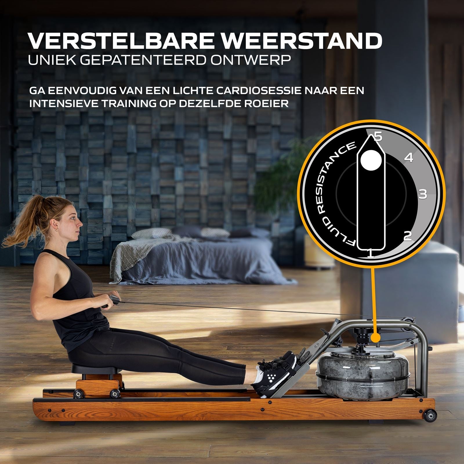 Fluid Rower Apollo Pro V Roeitrainer - Donker Eiken