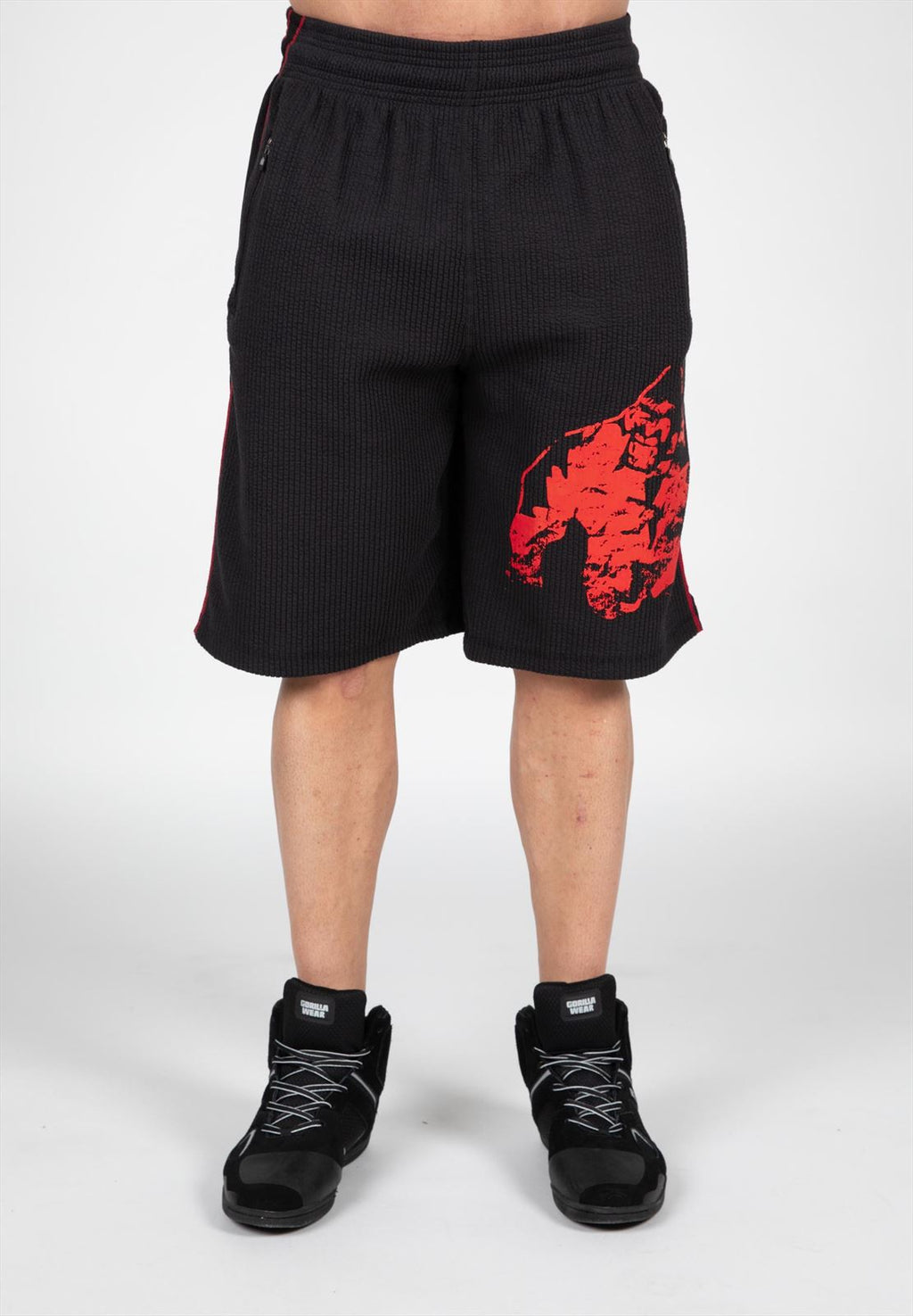 Gorilla Wear Buffalo Old School Workout Shorts - Zwart/Rood