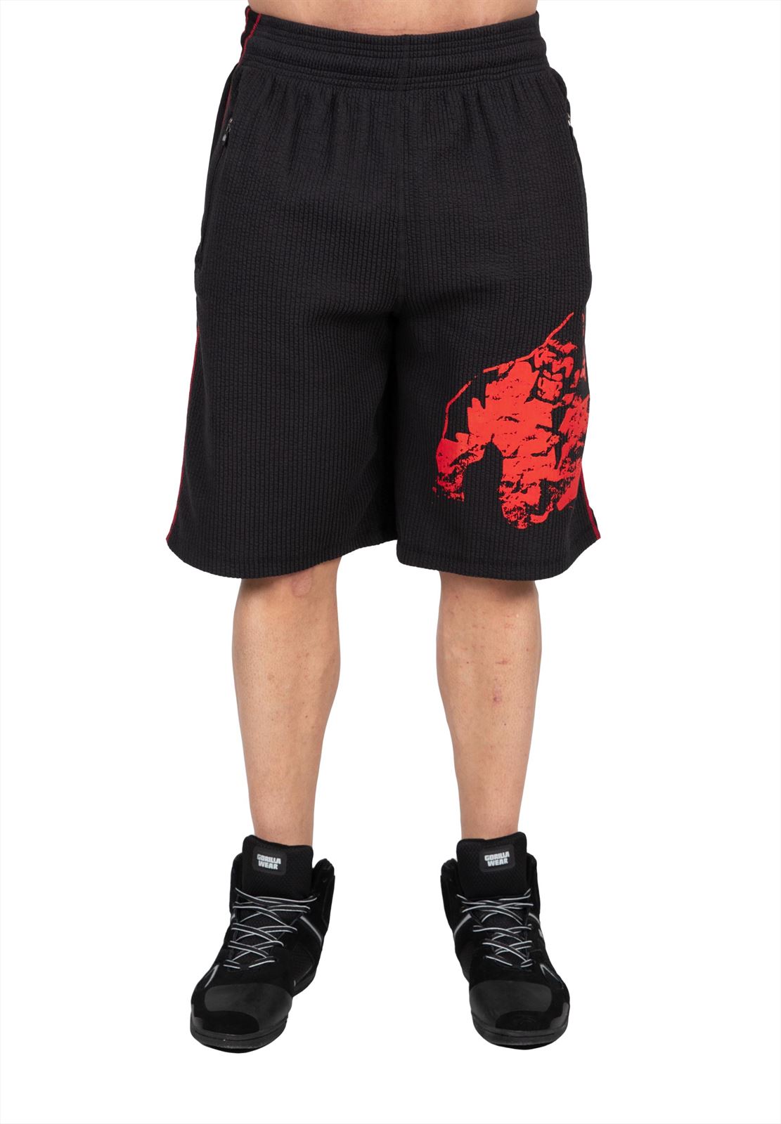 Gorilla Wear Buffalo Old School Workout Shorts - Zwart/Rood