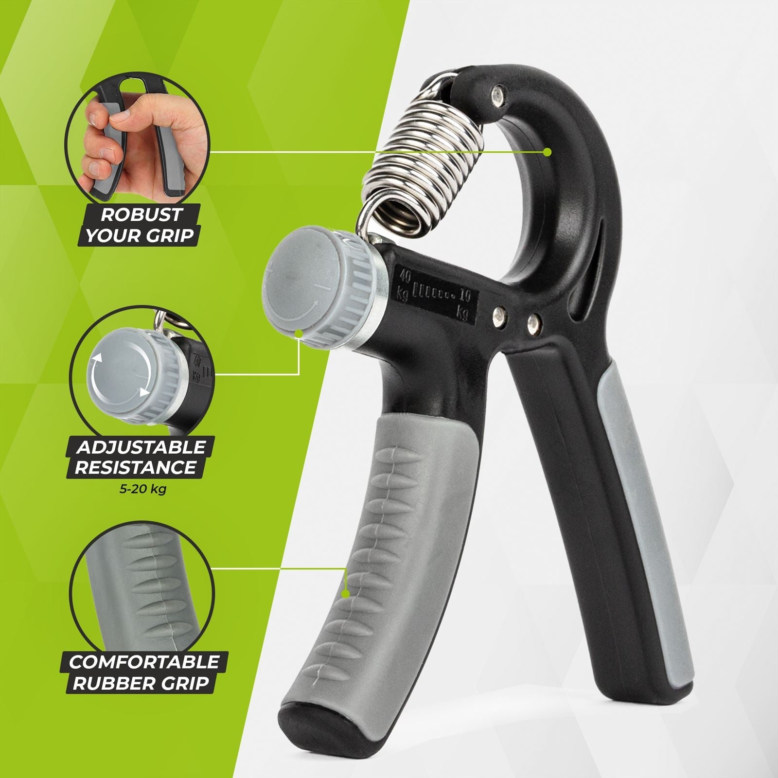 VirtuFit Verstelbare Handknijper - Knijphalter - 10 tot 40 kg