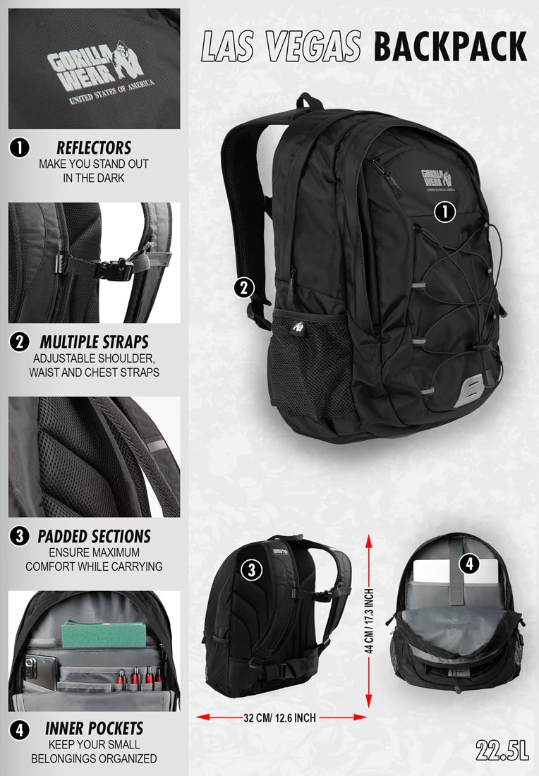 Gorilla Wear Las Vegas Backpack - Zwart