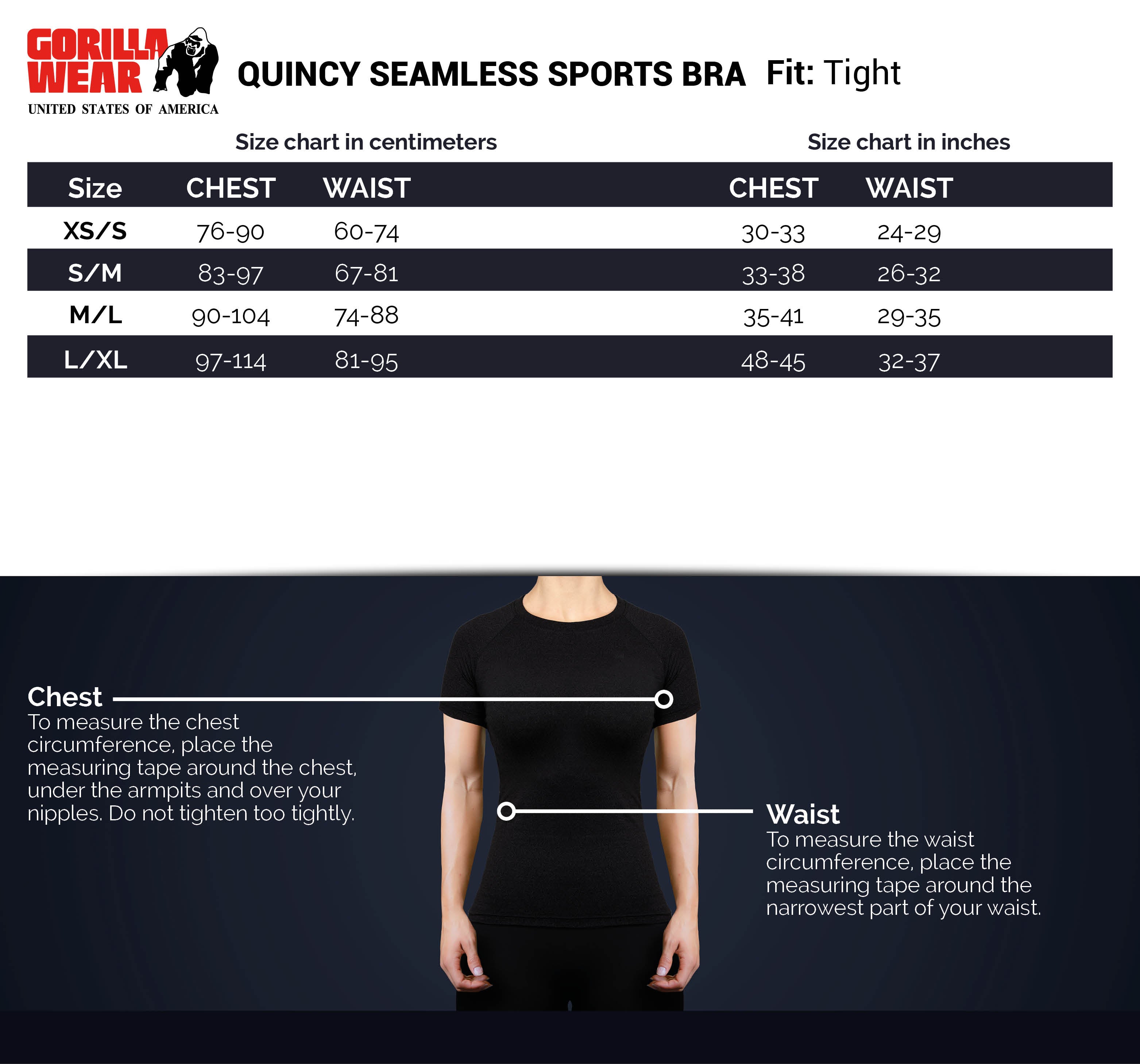 Gorilla Wear Quincy Seamless Sportbeha - Zwart