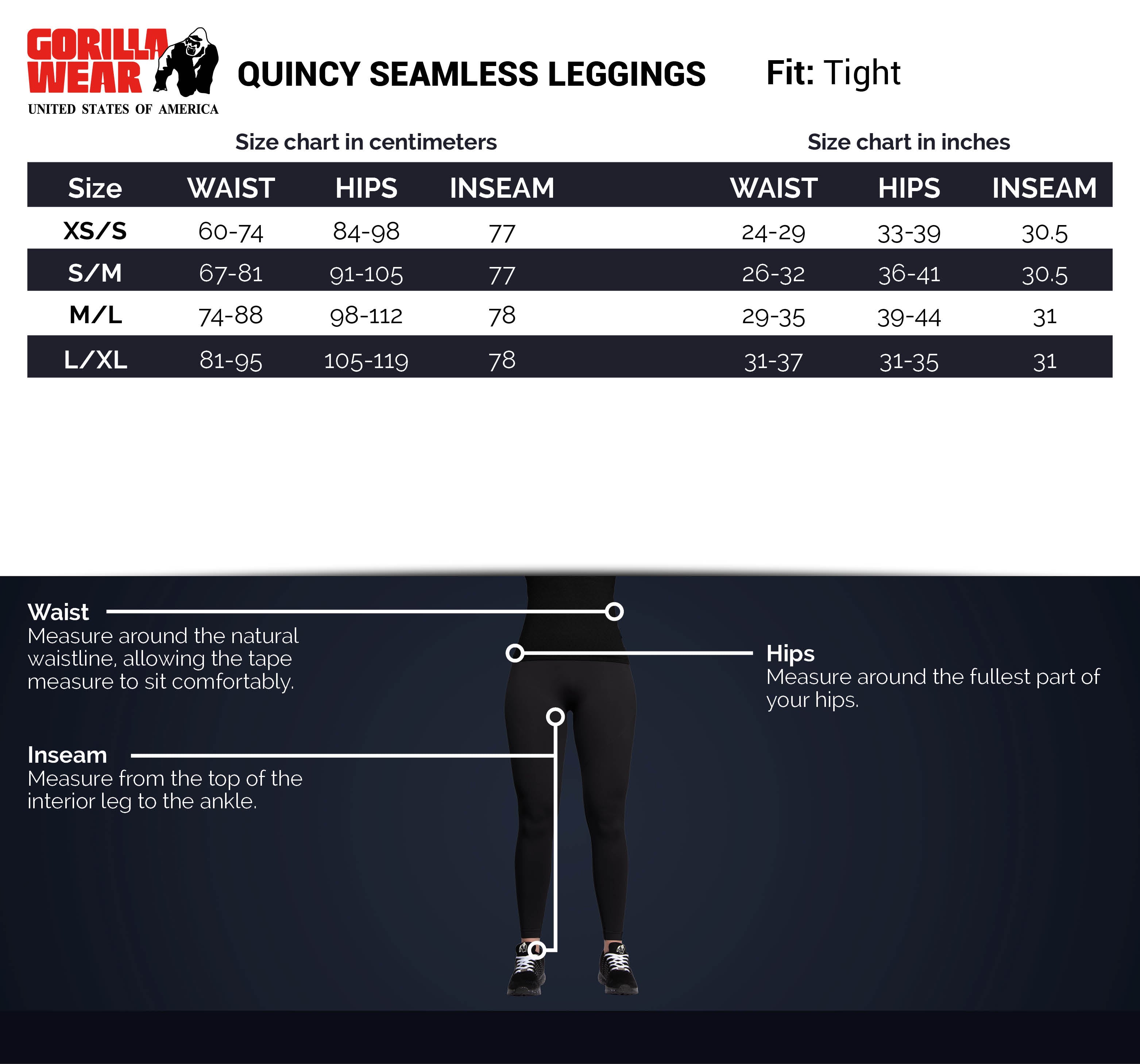Gorilla Wear Quincy Seamless Legging - Zwart