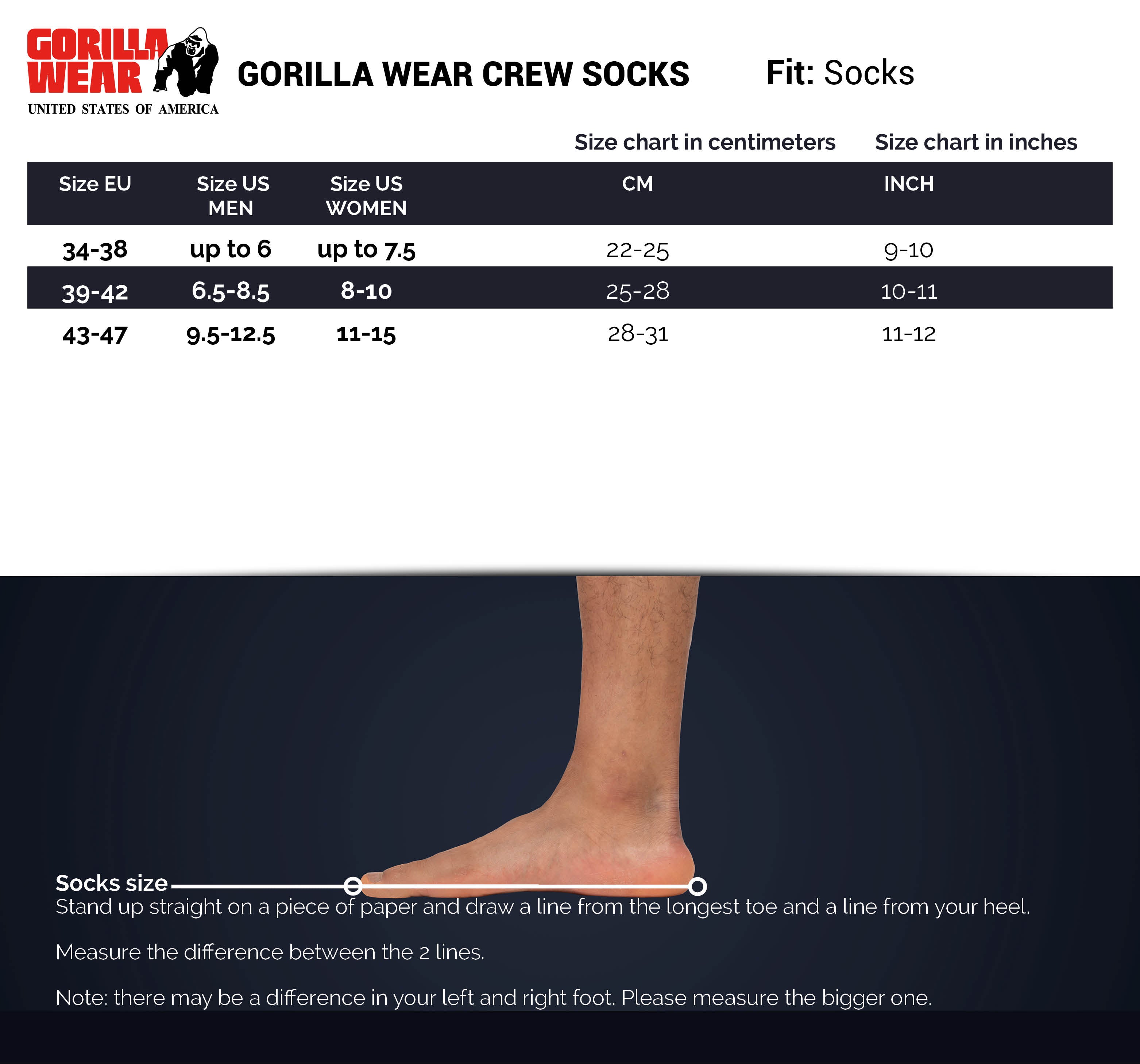 Gorilla Wear Crew Sokken 1-Pack - Wit