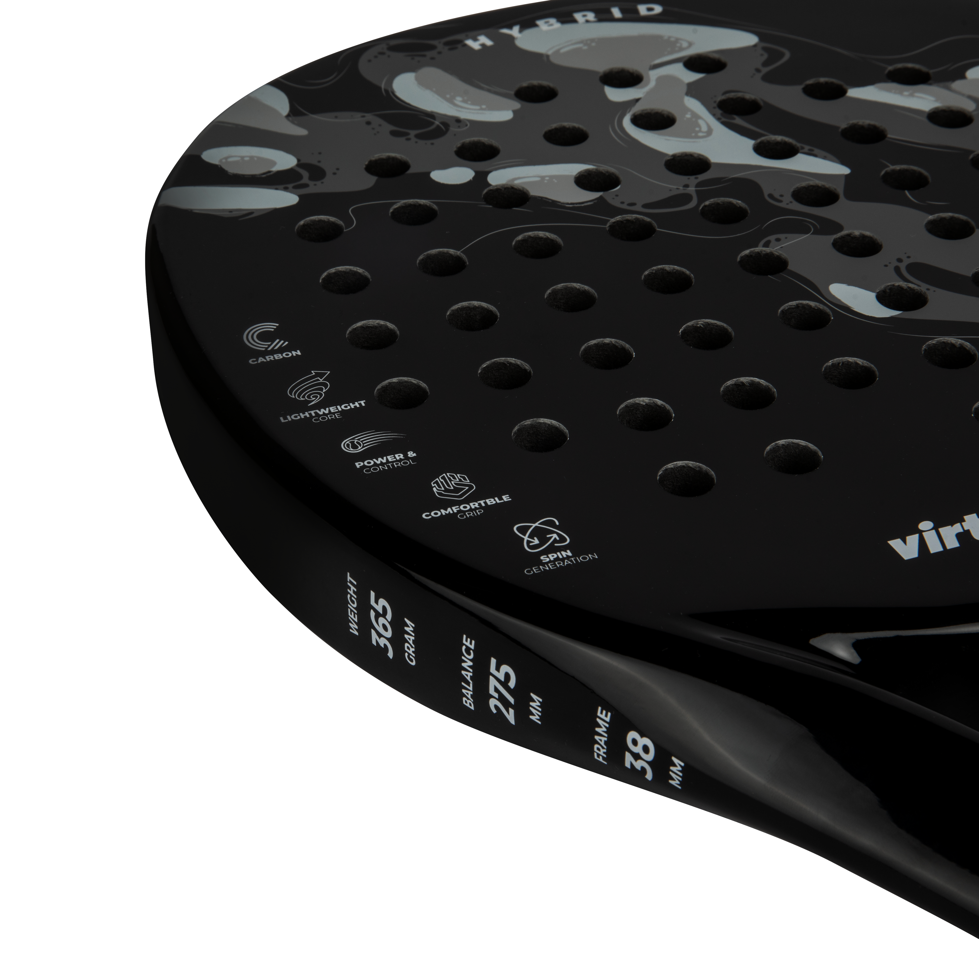 VirtuFit Hybrid Padel Racket - Zwart - Grijs