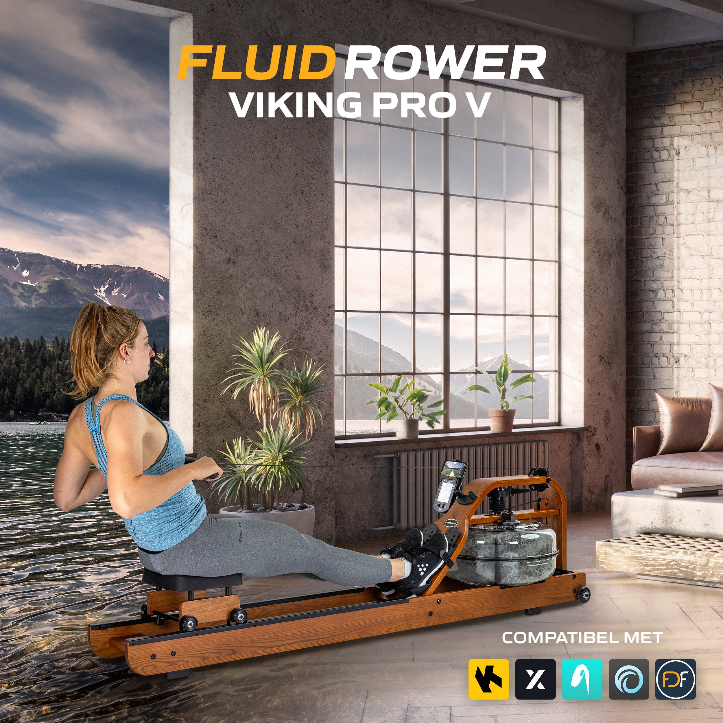 Fluid Rower Viking Pro - Donker Eiken