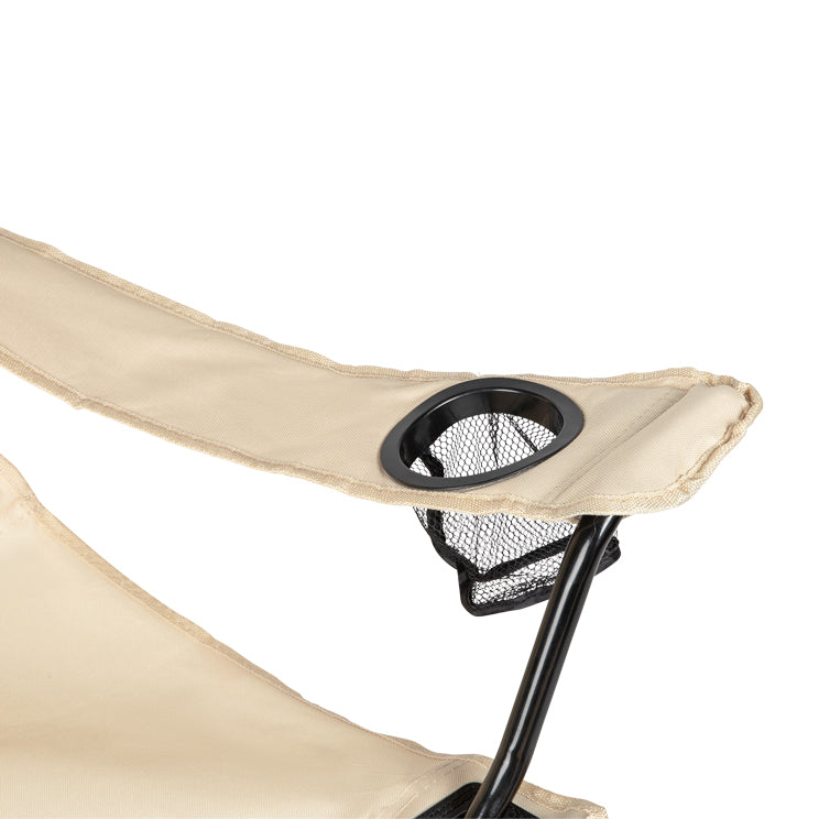 VirtuFit Opvouwbare Camping Stoel met Voetsteun - Strandstoel - Beige - Tweedekans
