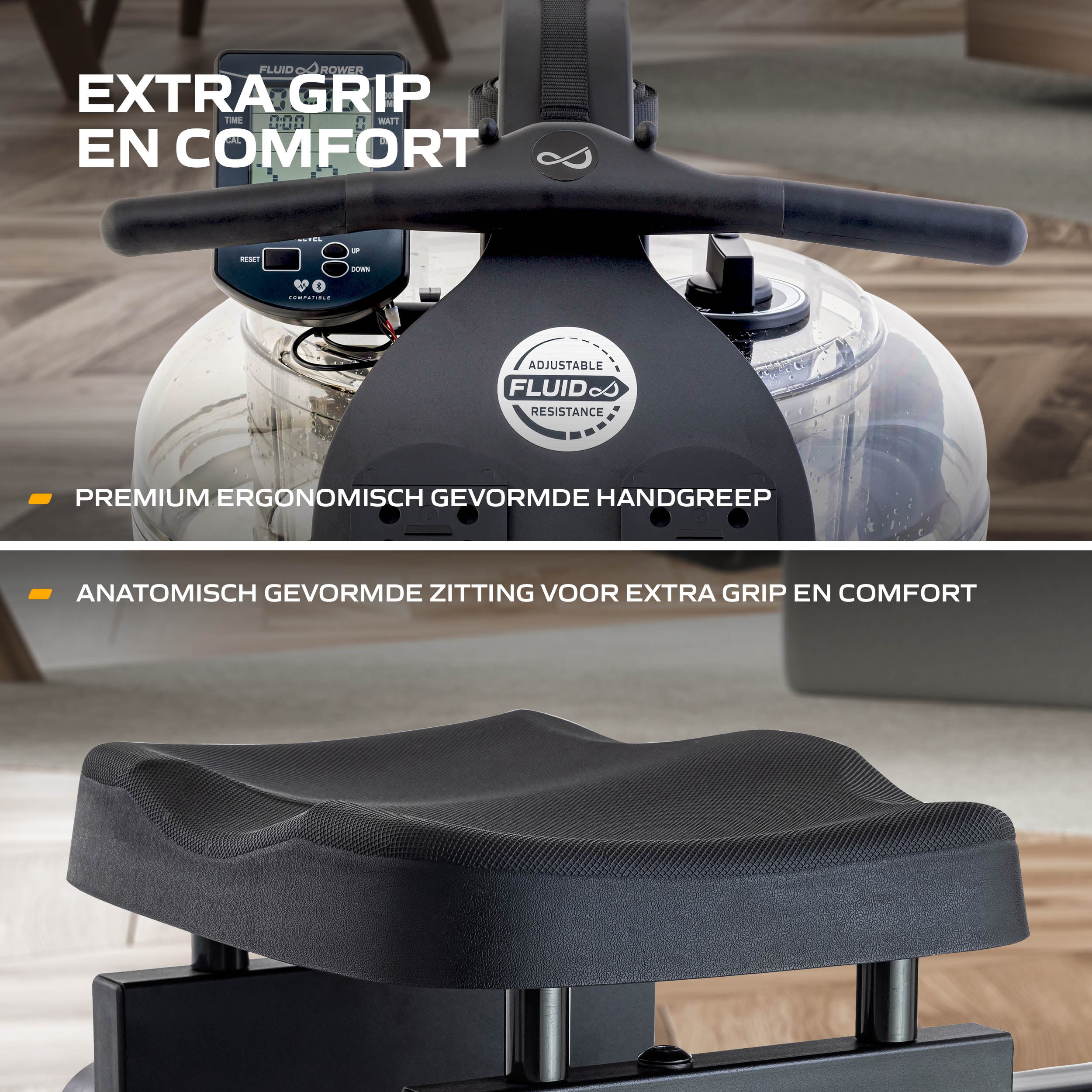 Fluid Rower Neon Pro XL Roeitrainer - Mat Zwart