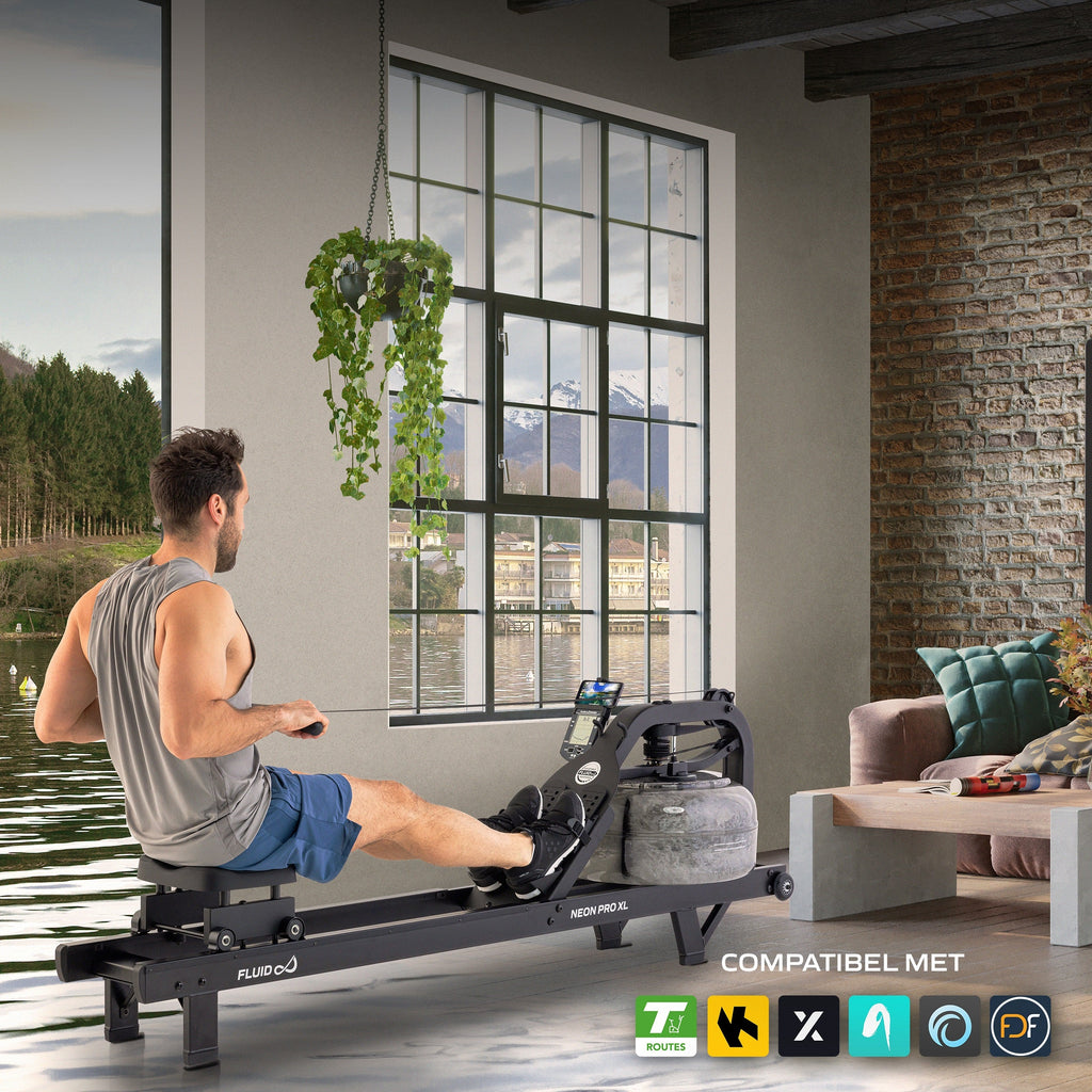 Fluid Rower Neon Pro XL Roeitrainer - Mat Zwart