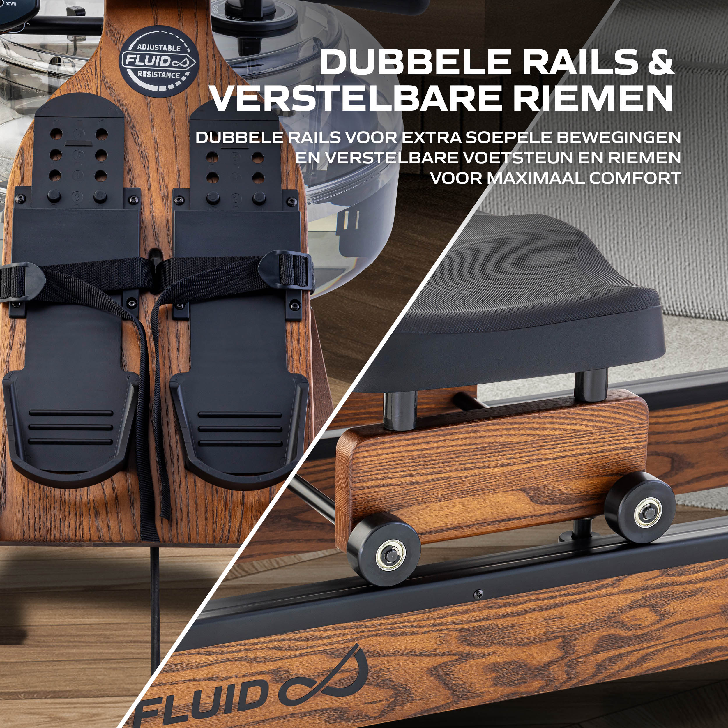 Fluid Rower Viking 3 XL Roeitrainer - Walnoot