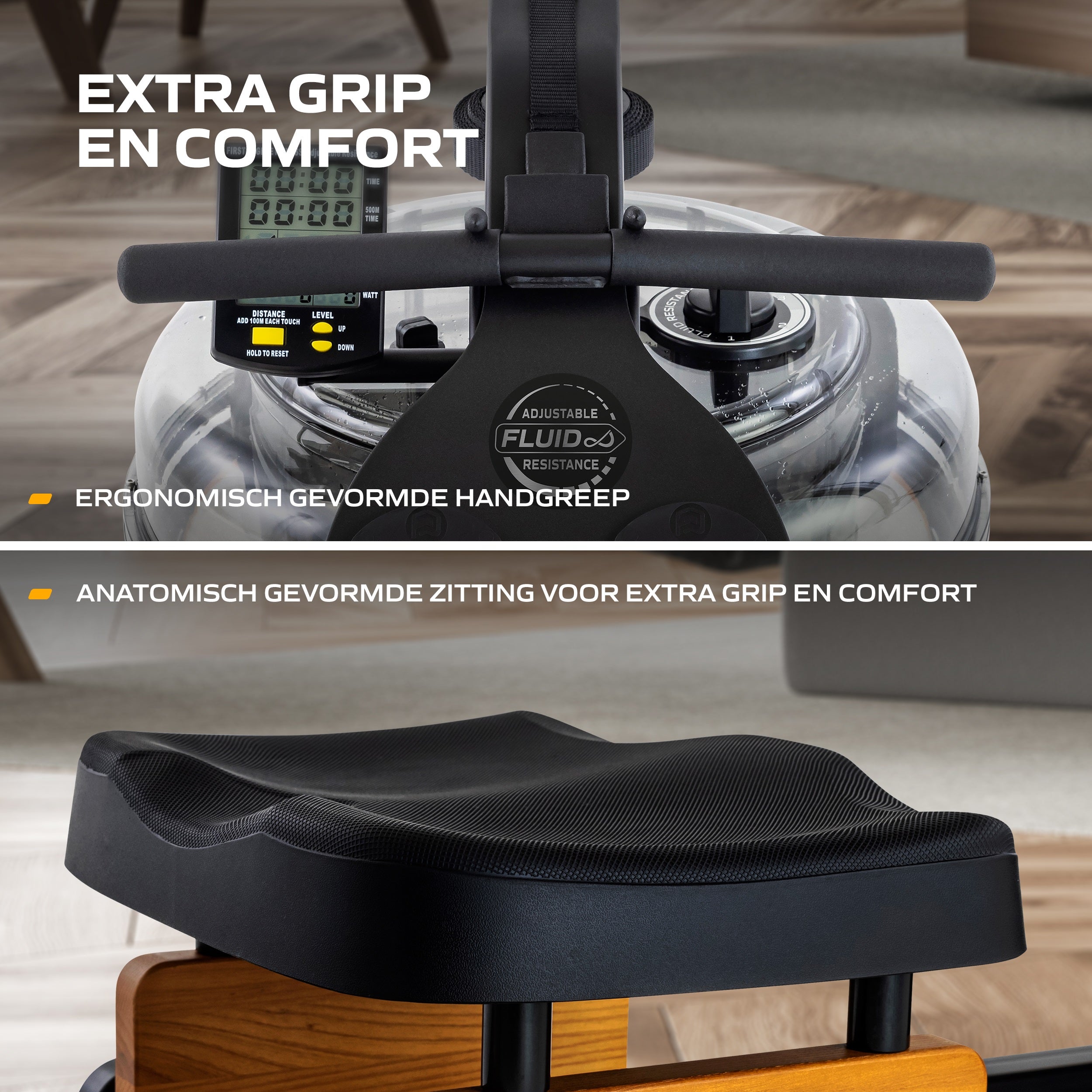 Fluid Rower Apollo Plus Roeitrainer - Licht Eiken