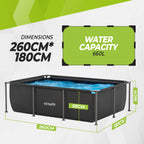 VirtuFit Rechthoekig Zwembad - 260 x 180 cm - Inclusief Filterpomp - Tweedekans - Afbeelding 6