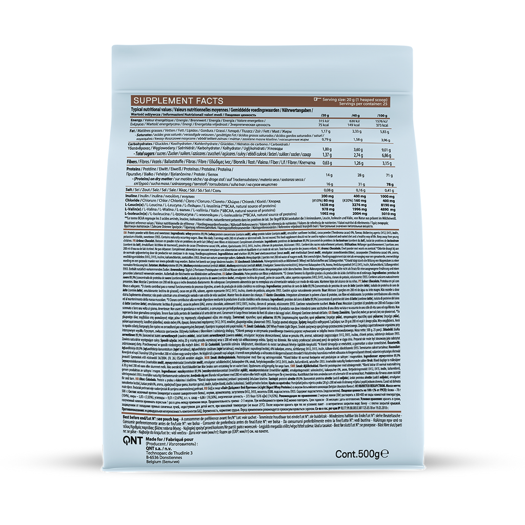 QNT Light Digest Whey Protein - Eiwit Poeder - 500 gram - Belgian Chocolate