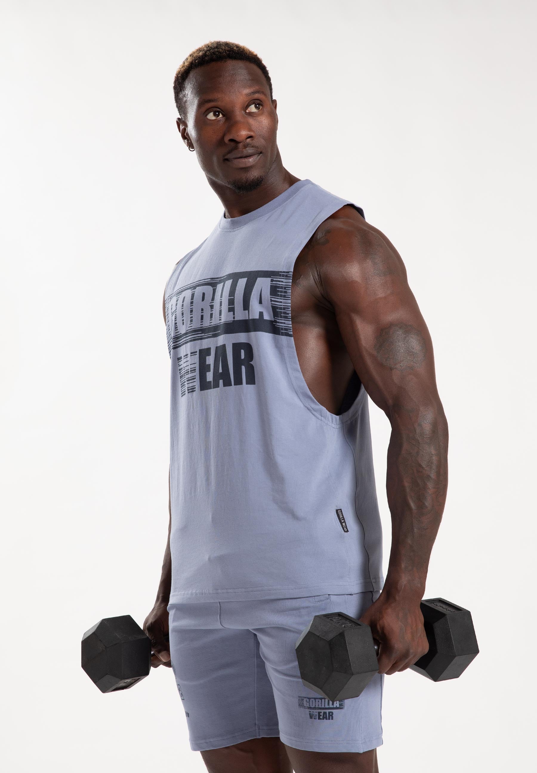 Gorilla Wear Lopez Drop Armhole Tank Top - Stonewash Blauw