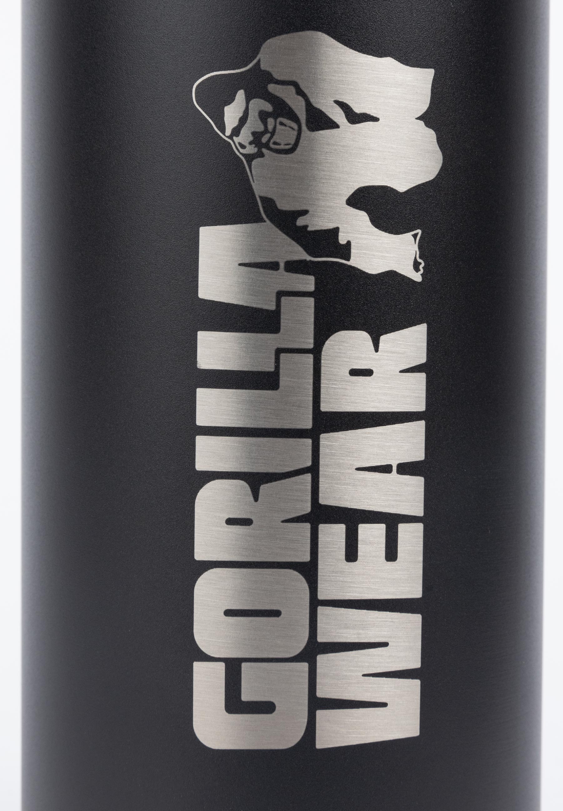 Gorilla Wear Geïsoleerde RVS Waterfles - Zwart - 1000 ml