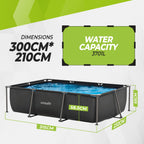 VirtuFit Rechthoekig Zwembad - 300 x 210 x 66 cm - Compleet Pakket - Antraciet