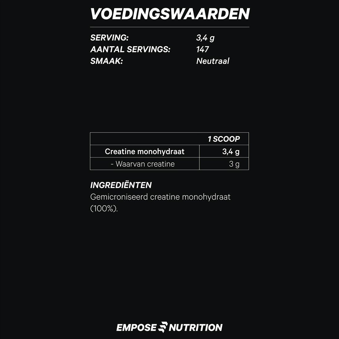 Empose Nutrition Creatine Poeder - Creatine Monohydraat - 500 gr