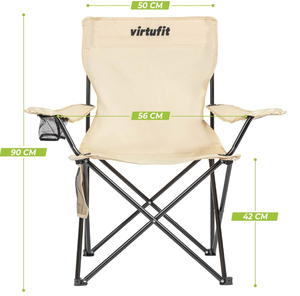 VirtuFit Opvouwbare Camping Stoel - Strandstoel - Beige