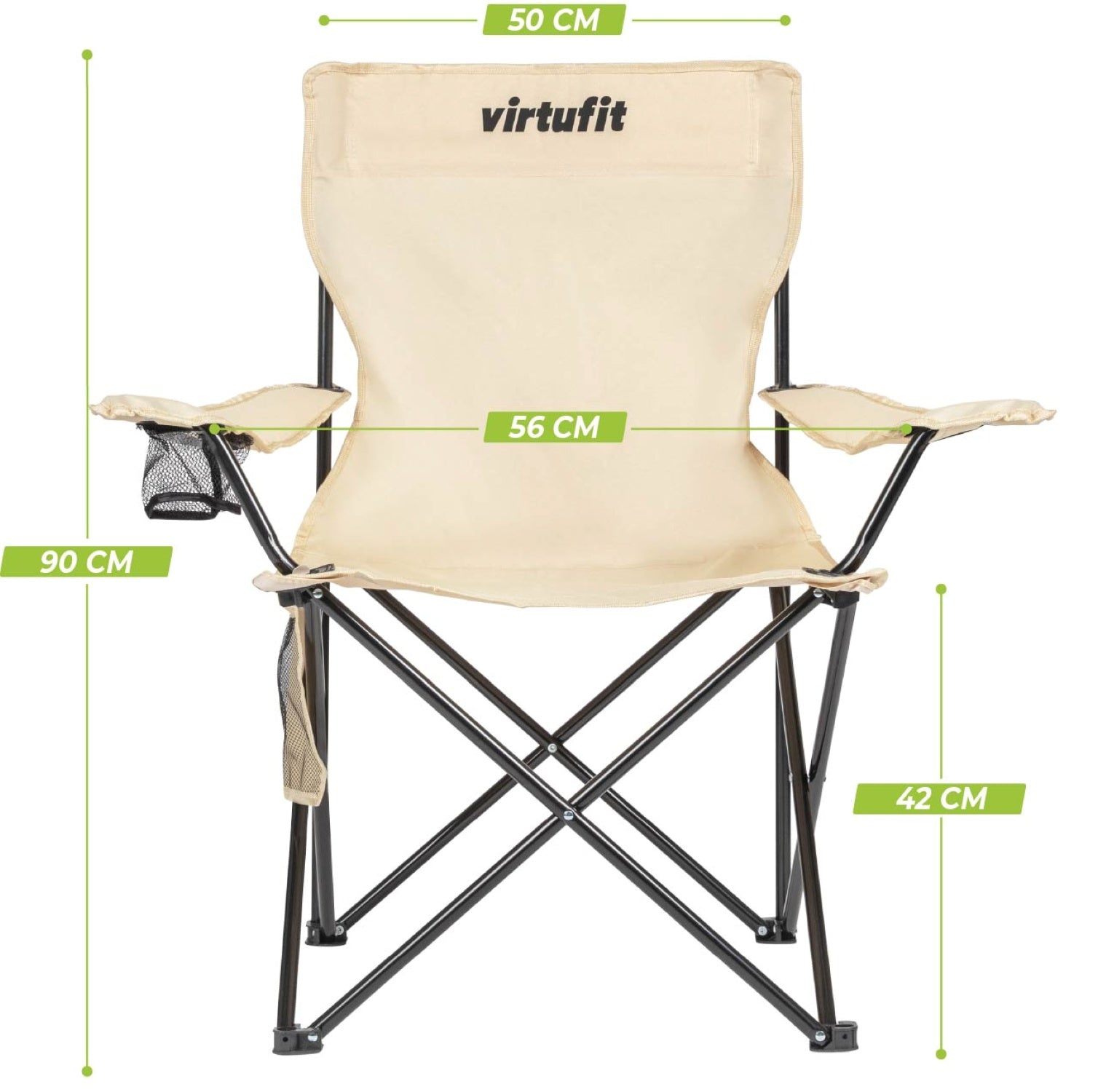 VirtuFit Opvouwbare Camping Stoel - Strandstoel - Beige