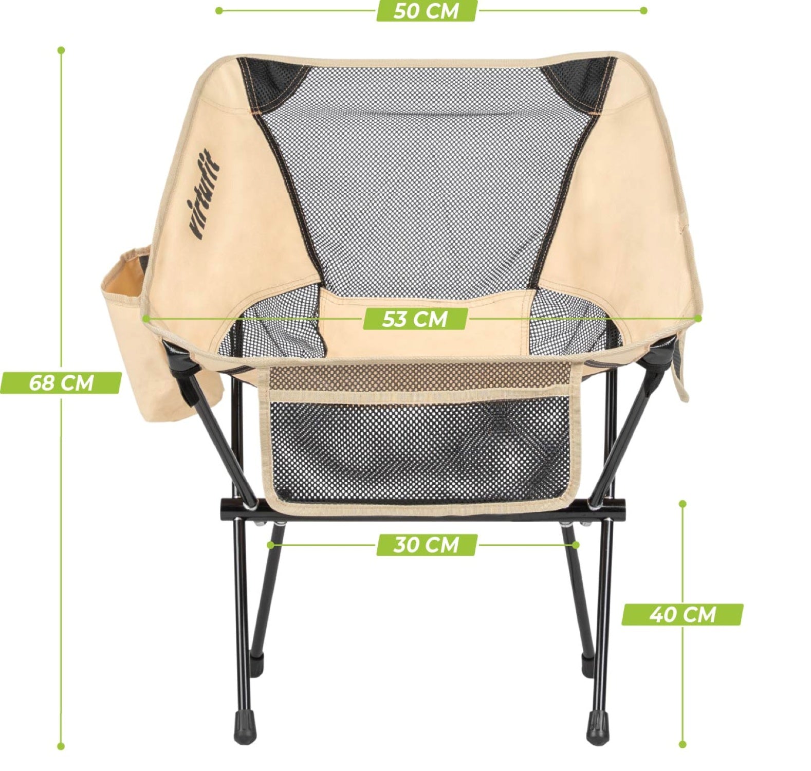 VirtuFit Camping Stoel Compact - Strandstoel - Opvouwbaar - Beige