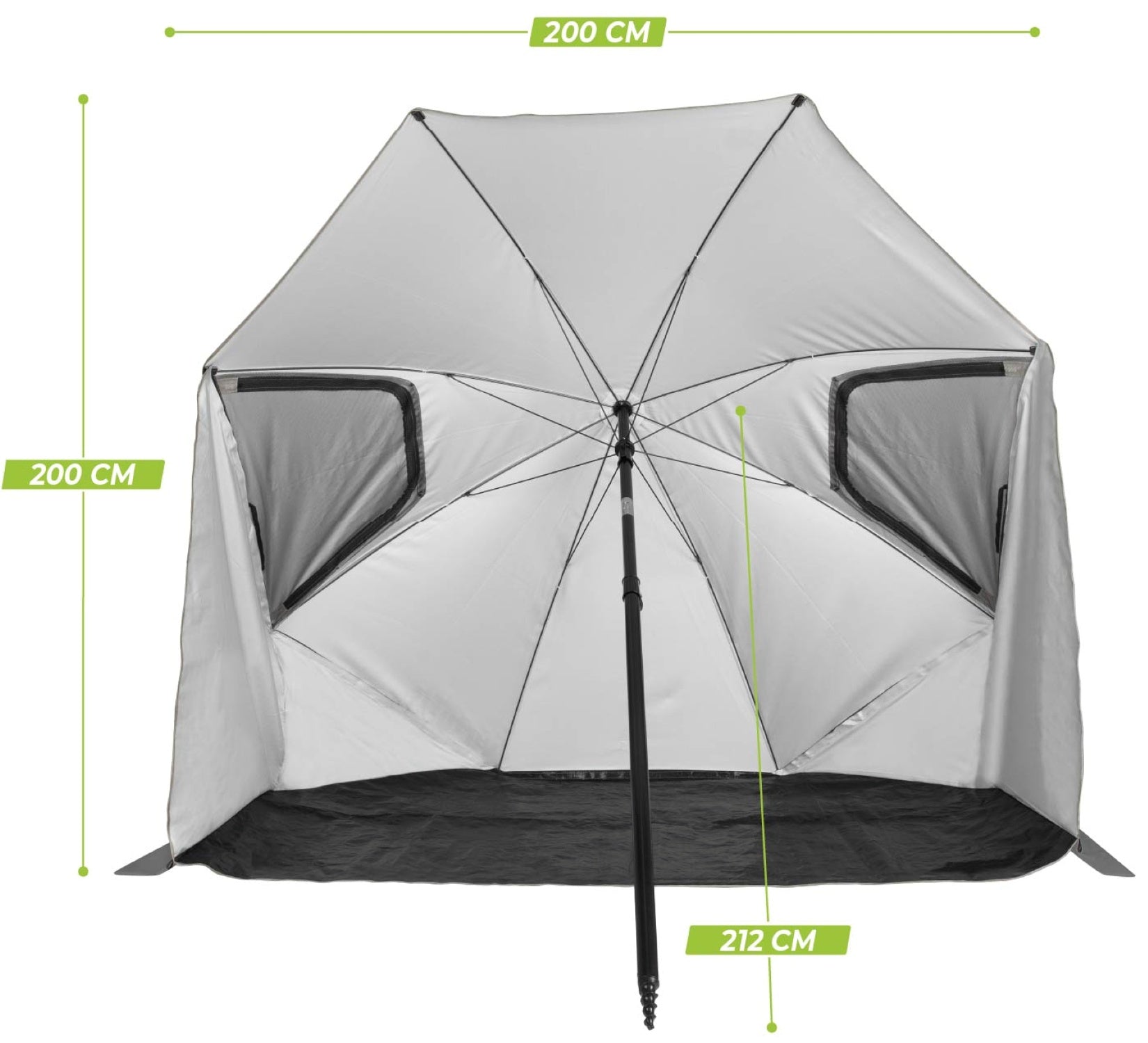 VirtuFit Strandparasol Premium - Windscherm - Strandtent - 200 cm - Grijs