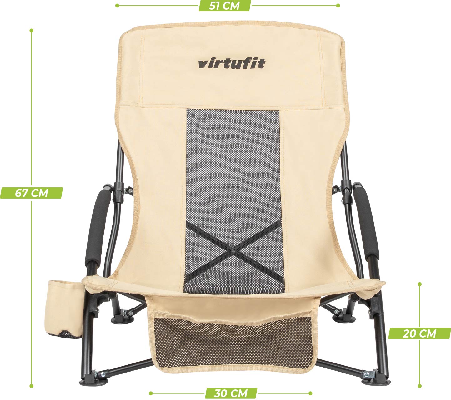 VirtuFit Strandstoel opvouwbaar - Campingstoel - Beige