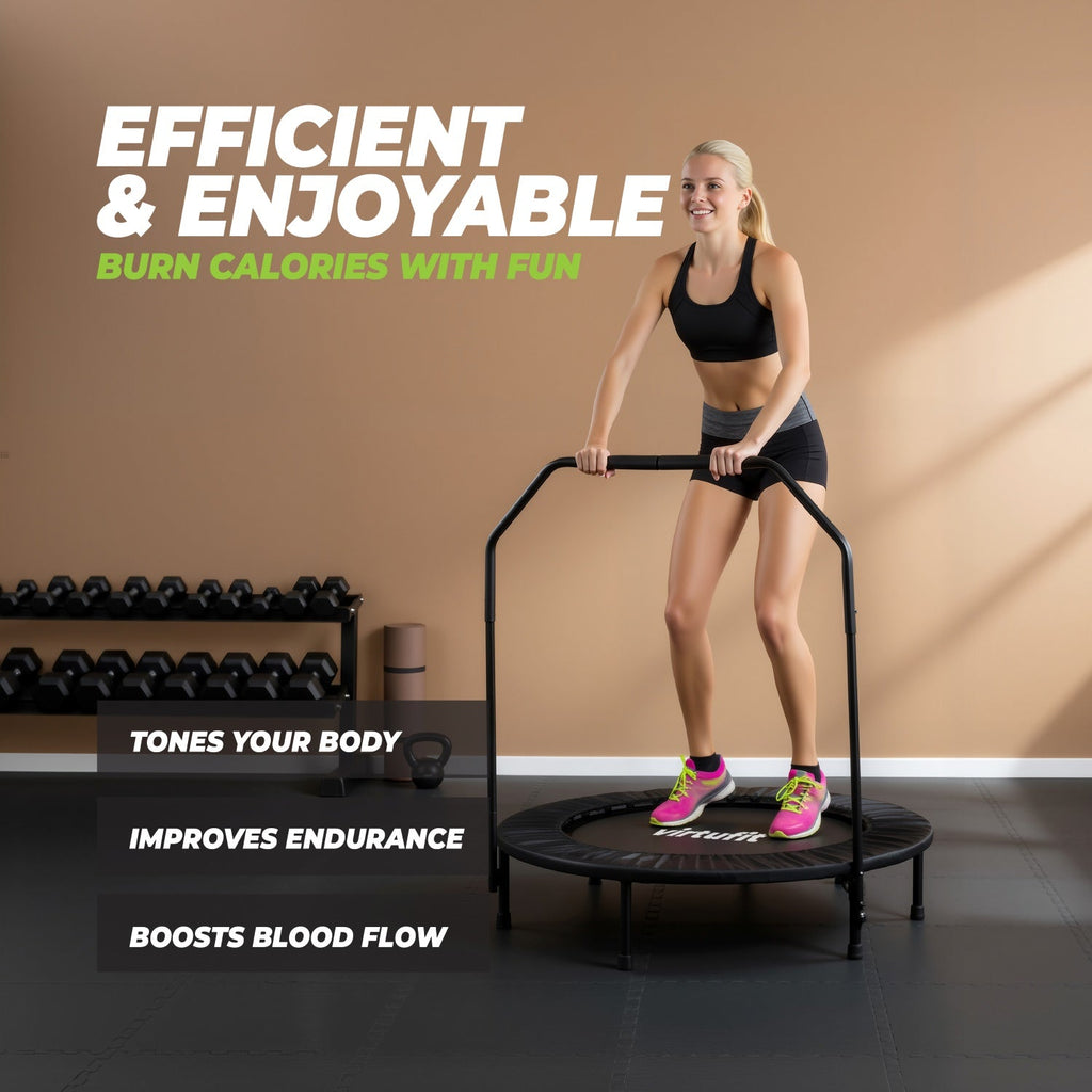 VirtuFit Opvouwbare Fitness Trampoline met Handvat - Zwart - 100 cm