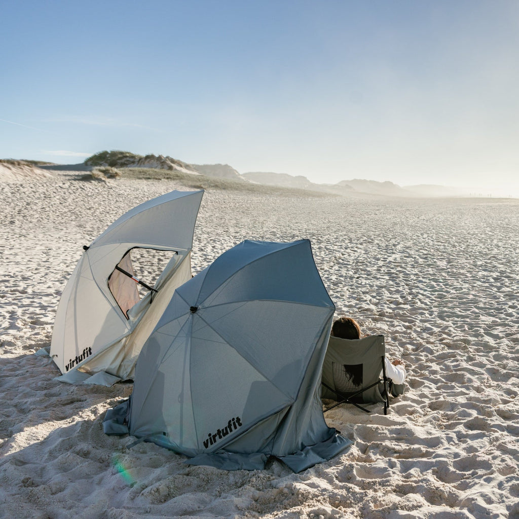 VirtuFit Strandparasol Premium - Windscherm - Strandtent - 200 cm - Zwart