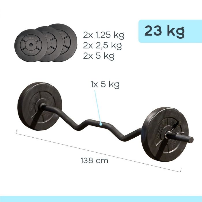 Iron Gym Verstelbare Curlstang Set - 23 kg - Zwart