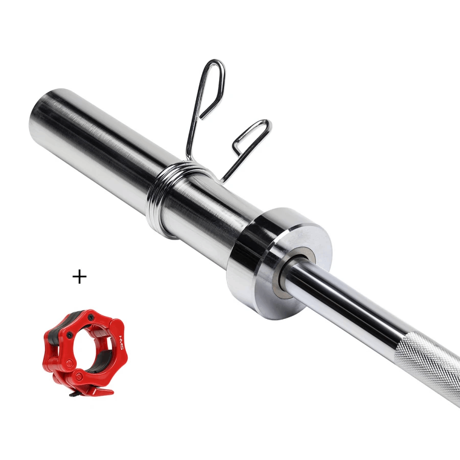 HMS Premium Olympische Halterstang met Lock Jaw Collars en Veerclipsluiting - 50 mm - 150 cm