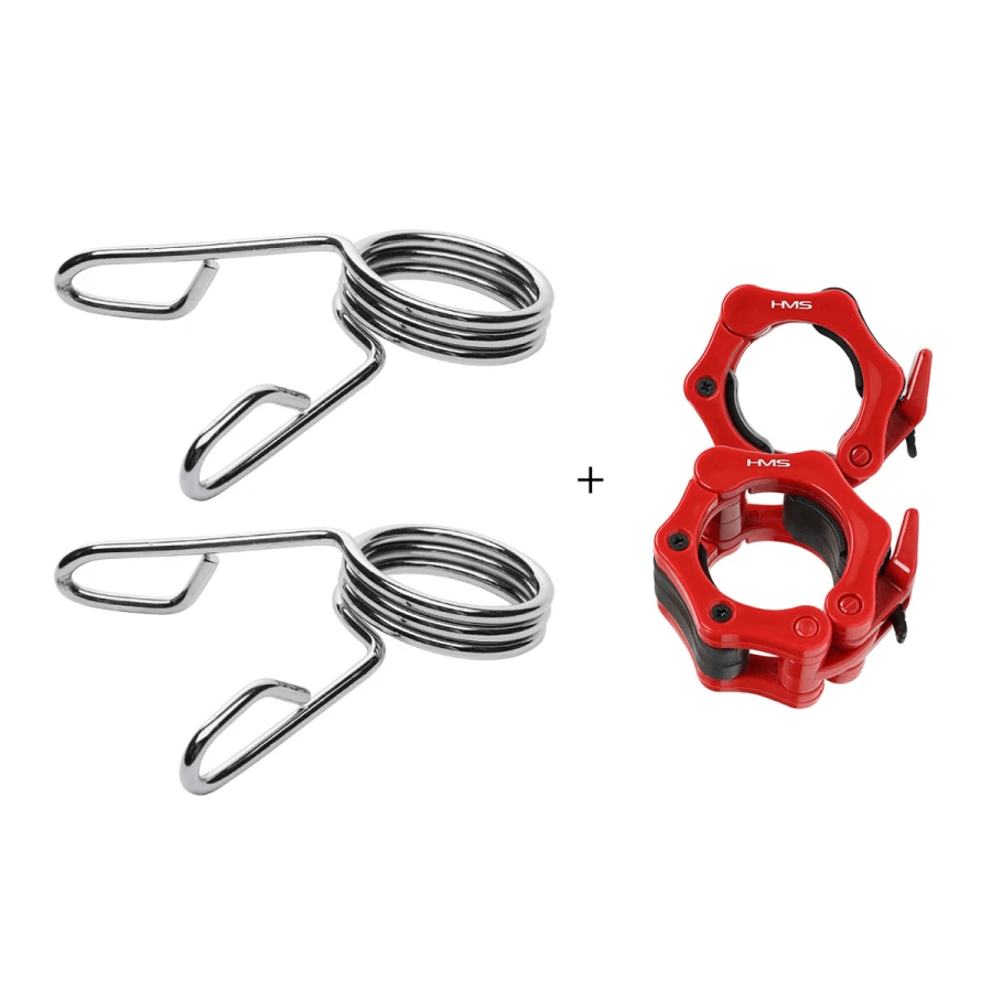 HMS Premium Olympische Halterstang met Lock Jaw Collars en Veerclipsluiting - 50 mm - 150 cm