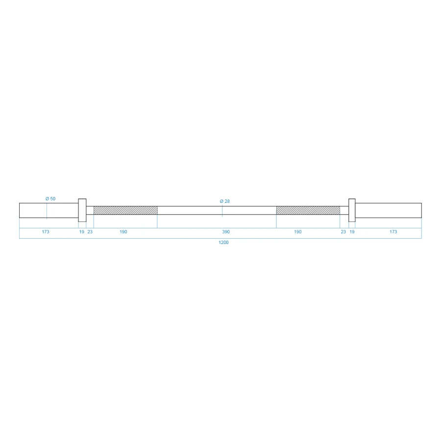 HMS Olympische Halterstang met Lock Jaw Collars - 50 mm - 120 cm