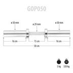 HMS Olympische Dumbbellstang met Veerclipsluiters - 50 mm - 50 cm