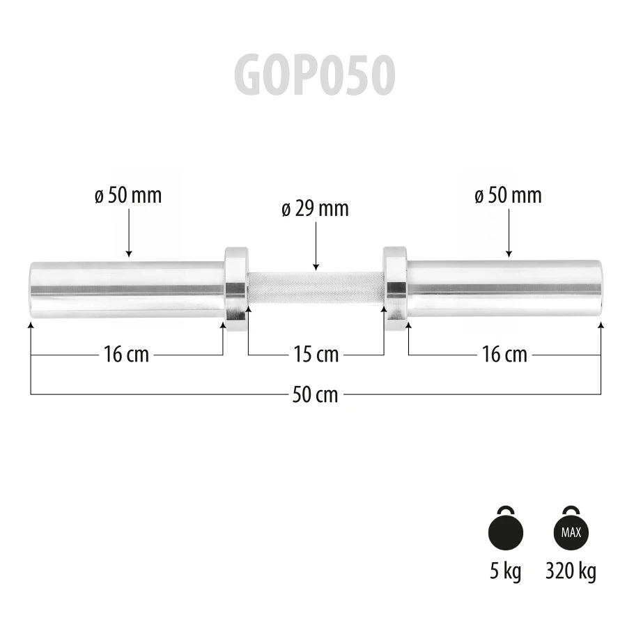 HMS Olympische Dumbbellstang met Veerclipsluiters - 50 mm - 50 cm