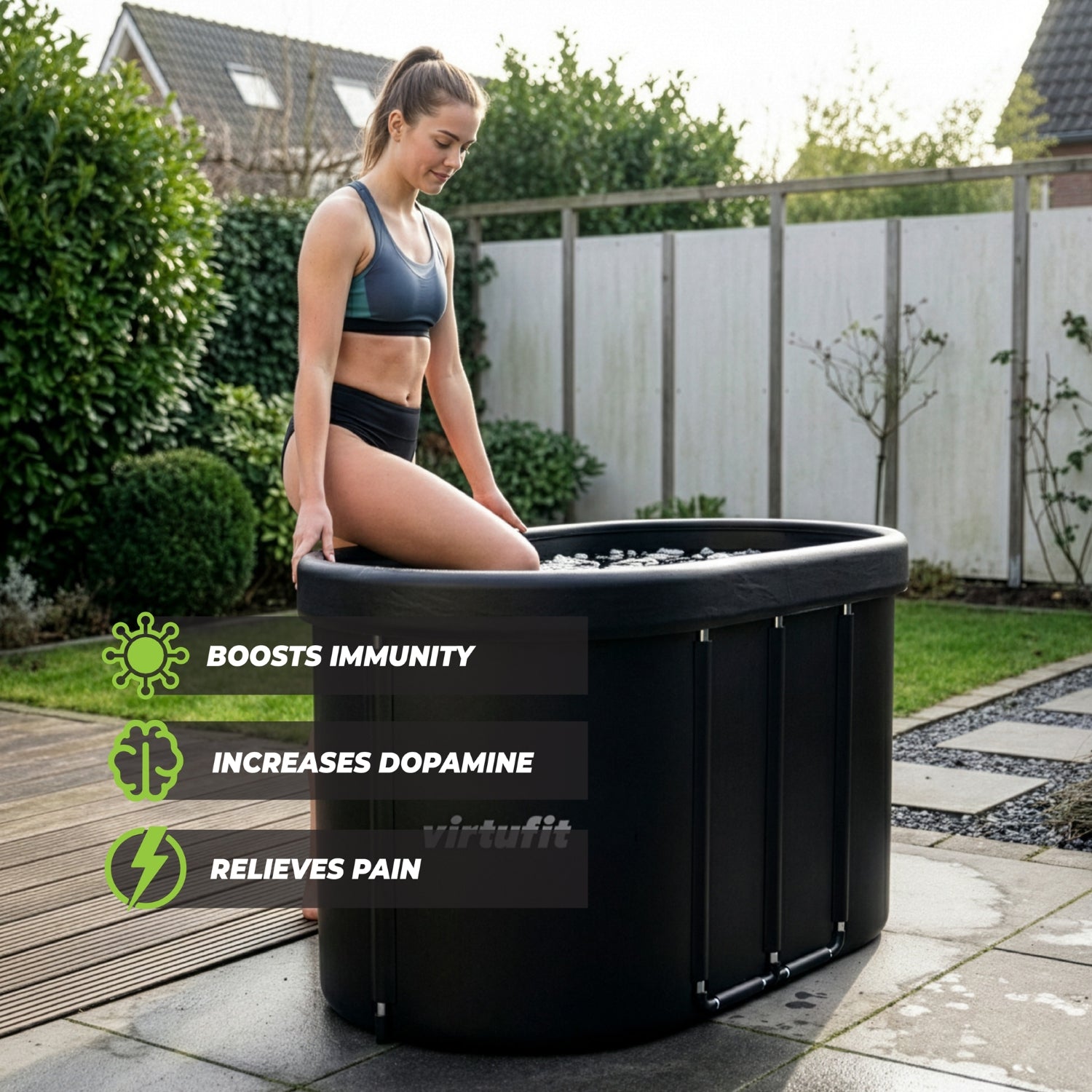 VirtuFit IJsbad Ovaal - Antraciet - 500 Liter - Inclusief accessoires