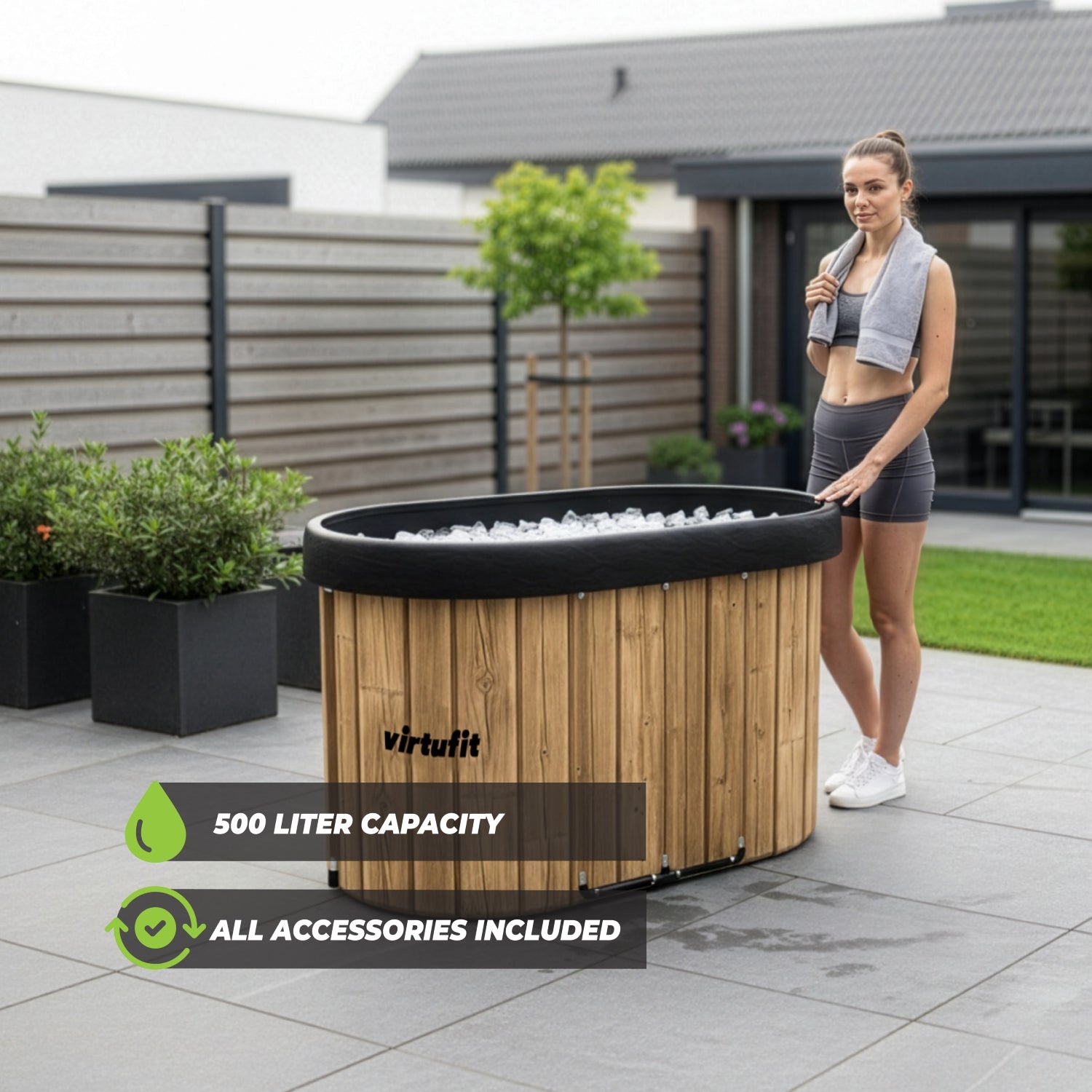 VirtuFit IJsbad Ovaal - Wood Look - 500 Liter - Inclusief accessoires
