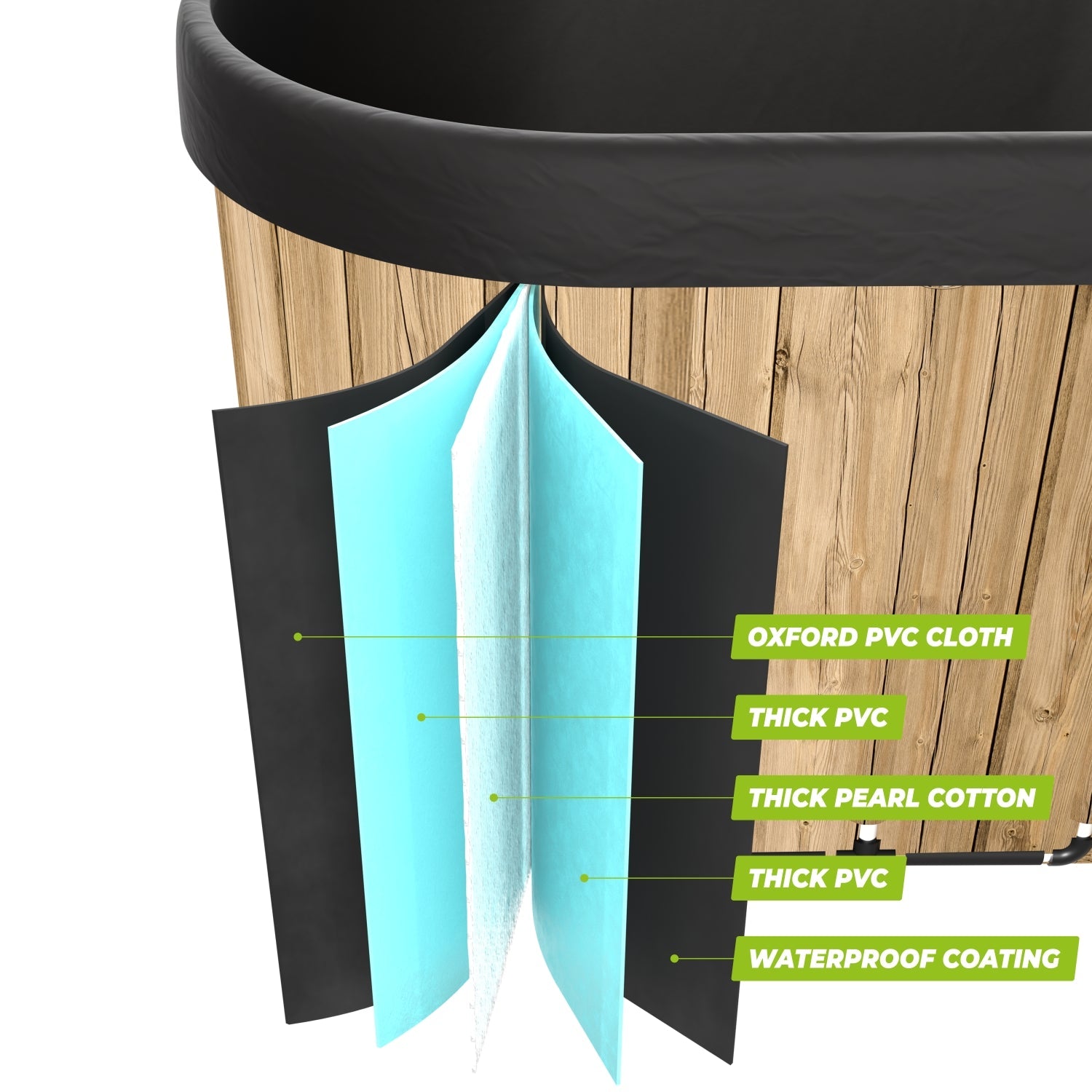 VirtuFit IJsbad Ovaal - Wood Look - 500 Liter - Inclusief accessoires
