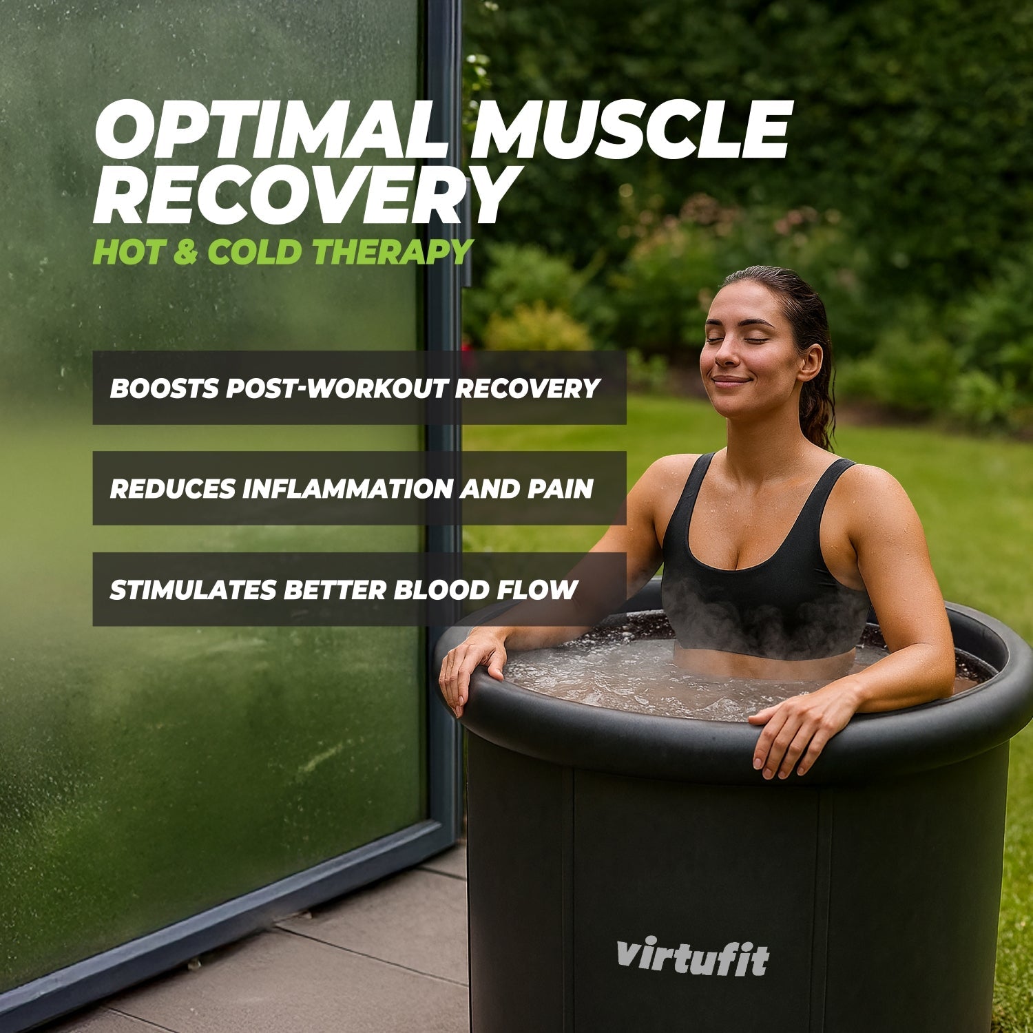 VirtuFit IJsbad XXL - 375 Liter - Antraciet - Inclusief accessoires