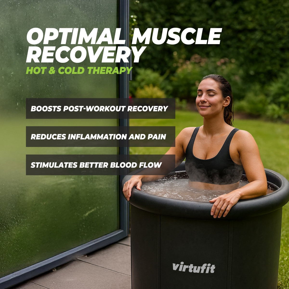 VirtuFit IJsbad XXL - 375 Liter - Antraciet - Inclusief accessoires - Tweedekans