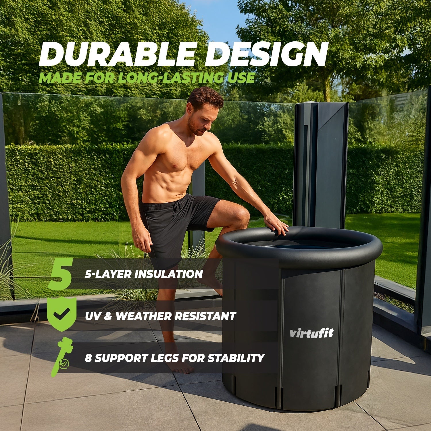 VirtuFit IJsbad XXL - 375 Liter - Antraciet - Inclusief accessoires