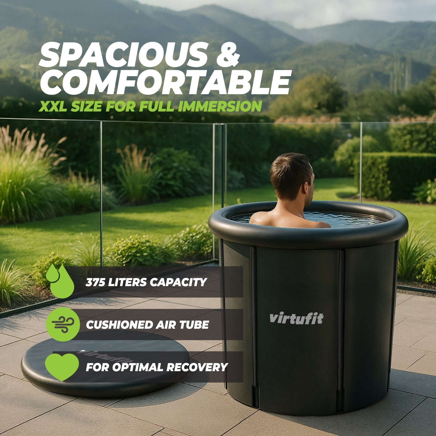 VirtuFit IJsbad XXL - 375 Liter - Antraciet - Inclusief accessoires
