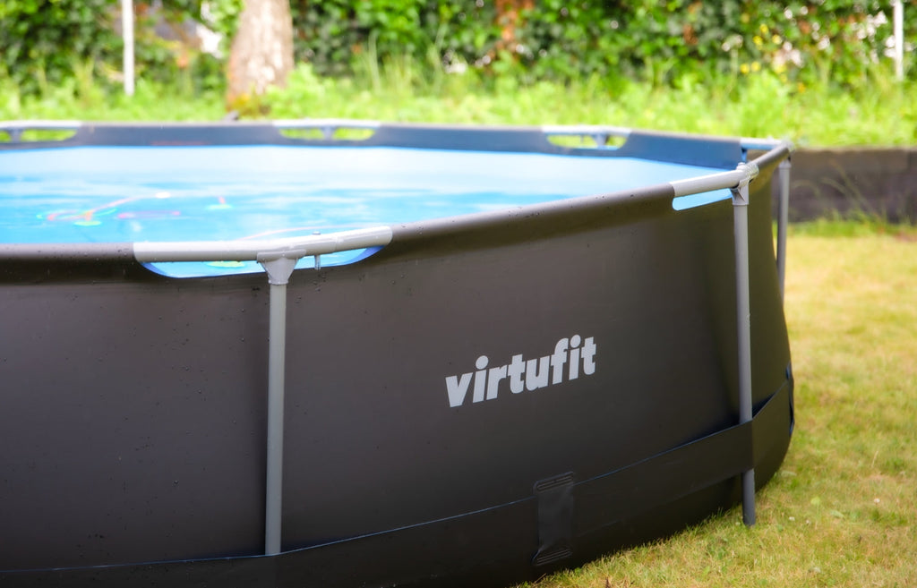 VirtuFit Zwembad Rond Ø366 x 100 cm - Antraciet - Compleet Pakket