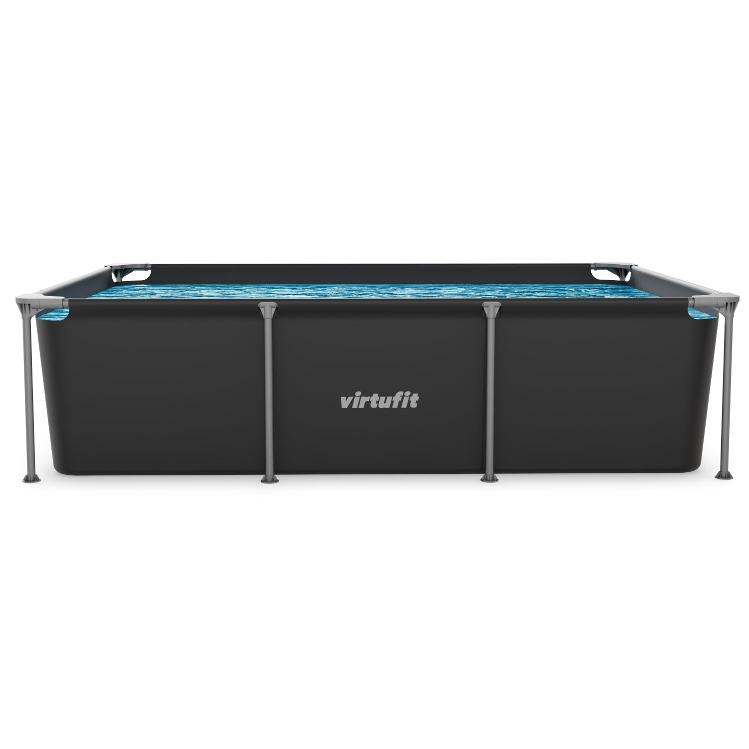 VirtuFit Rechthoekig Zwembad - 260 x 180 x 66 cm - Antraciet - Inclusief Filterpomp