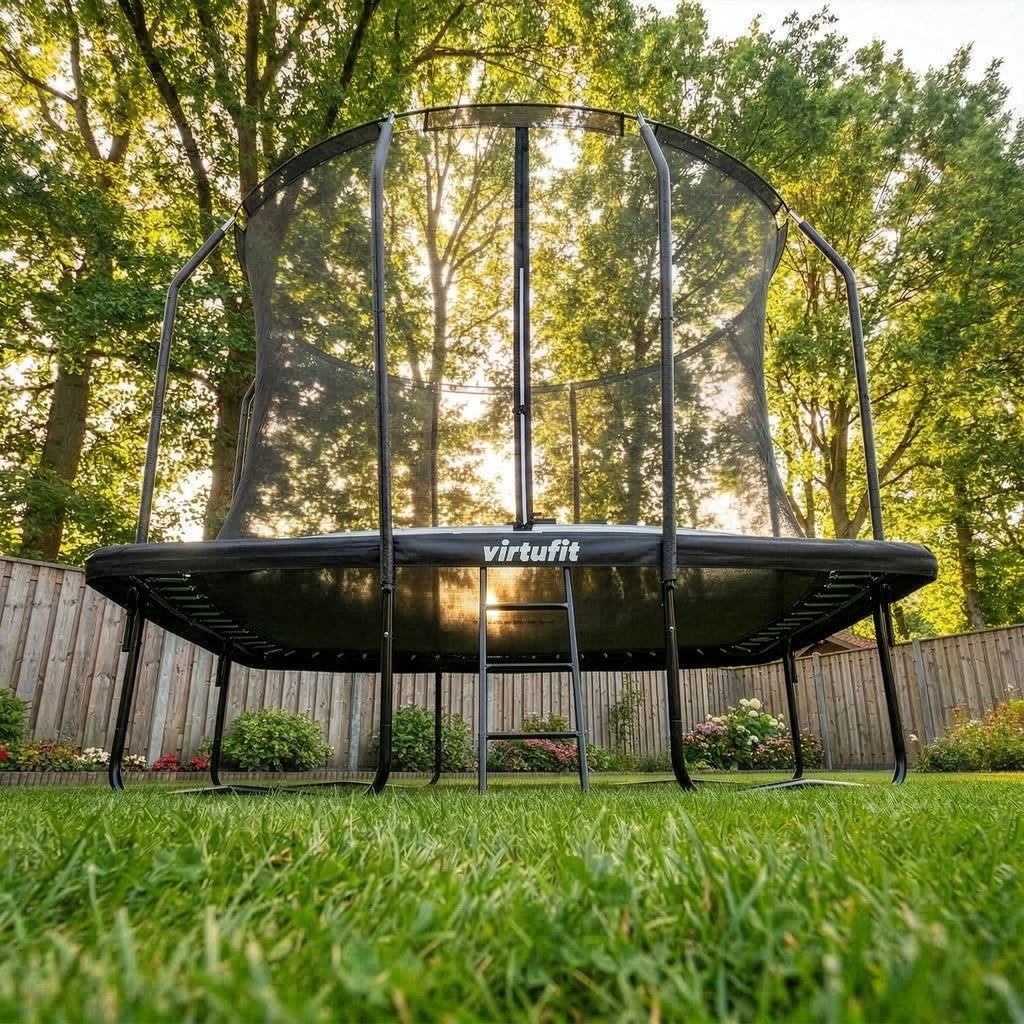 VirtuFit Premium Rechthoekige Trampoline met Veiligheidsnet - Zwart - 183 x 274 cm - Gratis trap