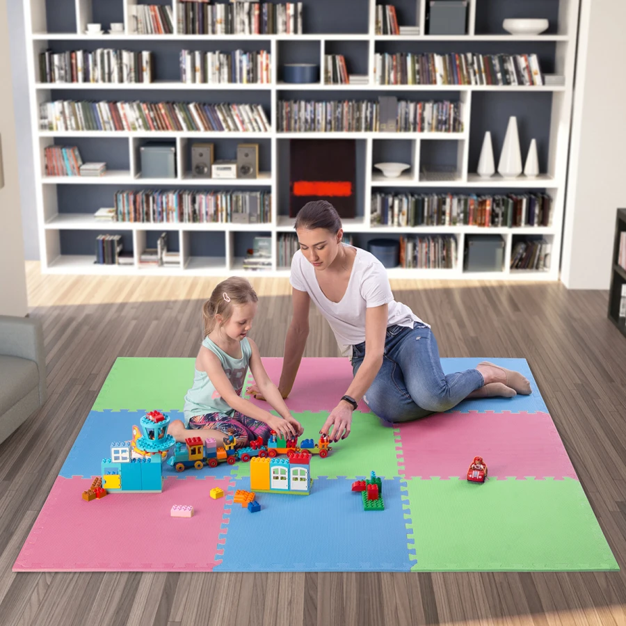 One Fitness Puzzelmat - Set van 9 - 10 mm - Multi