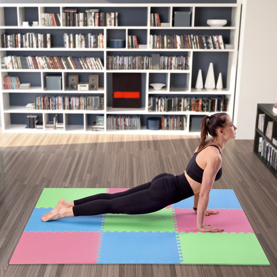 One Fitness Puzzelmat - Set van 9 - 10 mm - Multi