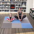 One Fitness Puzzelmat - Set van 9 - 10 mm - Blauw/Grijs