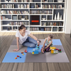 One Fitness Puzzelmat - Set van 9 - 10 mm - Blauw/Grijs